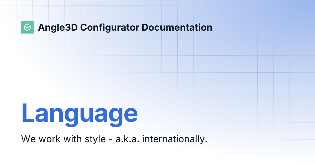 Language | Angle3D Configurator Documentation